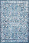 Aqua Green Flora Washable Non-slip Low Pile Area Rug 5'x7'