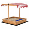 Kids Wooden Sandbox, Children Play Sand Station Outdoor With Adjustable Height Cover Lid, Bottom Liner, Seat, Plastic Basins, For 3-7 Years Old Boys And Girls