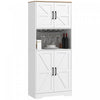 HOMCOM Kitchen Pantry Storage Cabinet with Microwave Oven Countertop, White