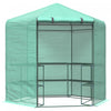 Outsunny 7.5' X 6.5' Walk-in Greenhouse With 3-tier Shelves, Hexagonal Portable Green House With Roll-up Door, Garden Hot House For Plants Herbs Vegetables, Green