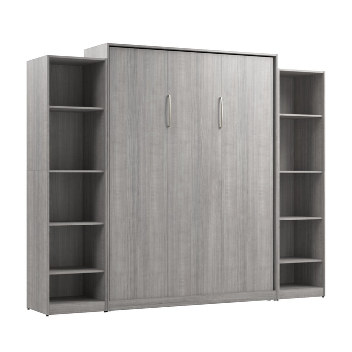 Bestar Claremont 10-Shelf Queen Murphy Bed - Platinum Grey