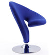 Manhattan Comfort Curl Polished Chrome Wool Blend Swivel Accent Chair - Blue