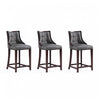Fifth Avenue Traditional Wood Upholstered Counter Stool in Graphite - Set of 3