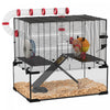 Pawhut Hamster Cage, Small Animal House With Deep Glass Bottom, Tunnel Tube System, Ramps, Platforms, Hut, Exercise Wheel, Water Bottle, Dish, 24\" X 16\" X 22\"