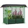 Outsunny Galvanized Raised Garden Bed With Crop Cage And Shade Cloth Green
