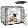 Pawhut Dog Crate, 30\" Folding Metal Dog Kennel With 2 Doors, Removable Tray, Soft Cushion, Handle, Pet Cage For Small Dogs, Black