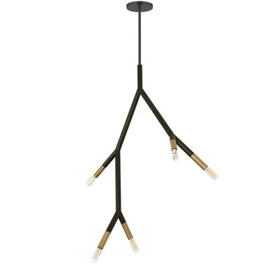 Dainolite Morgan 5 Light Pendant Matte Black/Aged Brass Finish Lamp|Luminaire suspendu Morgan de Dainolite avec fini noir mat et laiton vieilli et 5 ampoules