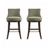 Lucia Modern Chenille Wood Upholstered Barstool in Leaf Green - Set of 2