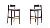 Klismos Mid-Century Modern Wood Upholstered Barstool in Camel - Set of 2