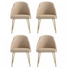 Gracie Modern Vegan Leather Metal Dining Chair in Tan and Gold - Set of 4