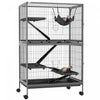 Pawhut 5-tier Rolling Small Animal Cage, Deluxe Guinea Pig Cage, Ferret Cage For Mink Chinchilla Kitten Rabbit, Small Pet Play House With Hammock Platform, Ramp, Tray, Grey