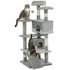 Pawhut 53\" Cat Tree Tower, Large Cat Condo Furniture Multi-level Activity Center With Scratching Posts, Perches, Ramp, Dangling Balls - Grey