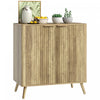 HOMCOM 55\" Modern Sideboard Buffet Cabinet with Storage 2 Fluted Doors Oak