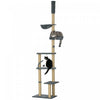 Pawhut floor To Ceiling Cat Tree, 90.5\" - 98.5\" Adjustable height Cat Tower with Scratching Post, Dangling Balls, Platforms, Bed, Hammock, Grey