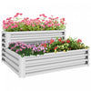 Outsunny 2 Tier Raised Garden Bed, 47\" X 40\" X 23'' Galvanized Steel Planter Box For Vegetables, Flowers And Herbs, Silver