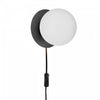Dainolite Burlat 1 Light Wall Lamp Matte Black White Glass