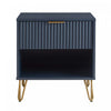 Dumbo Modern 20\" Fluted Nightstand in Midnight Blue (1-Drawer)