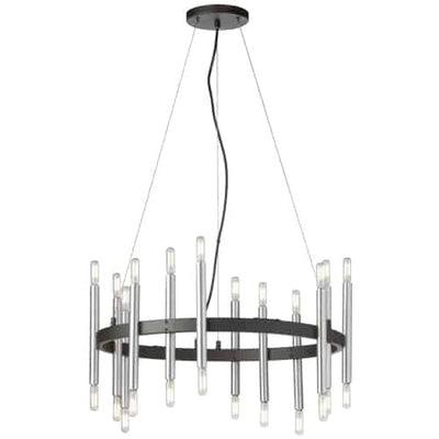 Dainolite Derry 24 Light Chandelier Matte Black/Polished Chrome Lamp|Lustre Derry de Dainolite avec fini noir mat et chromé poli et 24 ampoules