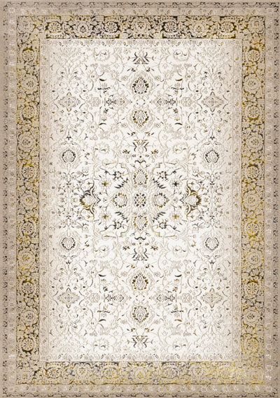 Zaris Cream Yellow Black Elegant Classic Rug, 5'3" x 7'7" Indoor Area Rug | Tapis Zaris creme, jaune et noir elegant classique, 5'3" x 7'7"
