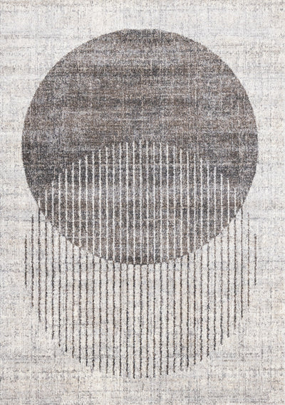 Solace Soft Low-Pile Grey White Merging Circles Area Rug - 7'10" x 10'6"|Carpette à poil court doux Solace grise et blanche à motif de cercles qui fusionnent - 7 pi 10 po x 10 pi 6 po
