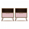 Rockefeller Mid-Century Modern 20\" Nightstand in Pink (1-Drawer) - Set of 2