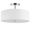 Dainolite Everly 3 Light Semi-flush Mount Polished Chrome Finish White Shade Lamp