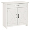 HOMCOM Farmhouse Sideboard, Buffet Cabinet with Barn Door, Distressed White