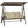 Outsunny 3-seat Patio Swing Chair, Outdoor Canopy Swing Glider With Cushion, Pillows And Adjustable Polycarbonate Canopy For Porch, Garden, Poolside, Backyard, Khaki