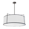 Dainolite Trapezoid 4 Light Pendant Drum Black/White Shade White Fabric Diffuser Black Lamp