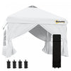 Outsunny 10' X 10' Pop Up Canopy Tent, Instant Sun Shelter, Tents For Parties, With Wheeled Carry Bag, For Outdoor, Garden, Patio, White