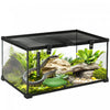 Pawhut Glass Reptile Terrarium, 20\"x12\"x10\"jumping Spider Enclosure With Thermometer, Water Basin, Full View Visually For Lizards, Horned Frogs, Snakes, Spiders - Black