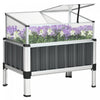 Outsunny Raised Garden Bed W/ Pc Board Greenhouse, 31\"x20\"x29\", Dark Grey