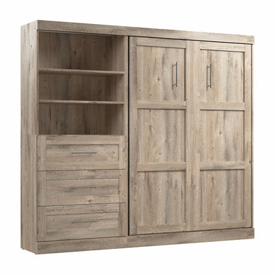 Bestar Pur Full Murphy Unit with Drawers 95-Inch Wall Bed - Rustic Brown|Lit double escamotable mural Pur de Bestar de 95 po avec tiroirs - brun rustique