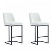 Serena Modern Metal Upholstered Counter Stool in White - Set of 2 Bar Stool