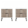 Dumbo Modern 20\" Fluted Nightstand in Rustic Gray and White (2-Drawer) - Set of 2