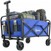 Outsunny Collapsible Folding Wagon Cart, Heavy Duty Outdoor Utility Garden Cart with Universal Wheels and Adjustable Handle for Sports, Camping, Shopping, Blue