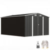 Outsunny 12' x 10' Metal Shed, Heavy Duty Outdoor Storage Shed, Dark Grey