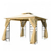 Outsunny 10'x10' Gazebo Canopy Outdoor Patio Sun Shelter Uv Protect W/ 2-tier Polyester Roof Curtain Sidewalls And Steel Frame Beige