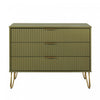 Dumbo Modern 35\" Fluted Dresser in Olive Green (3-Drawer)