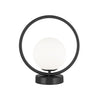 Dainolite Adrienna 1 Light Table Lamp Matte Black Finish White Opal Glass