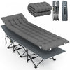 Outsunny Camping Cot For Adults With Mattress, Folding Bed, Dark Grey