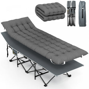 Outsunny Camping Cot For Adults With Mattress, Folding Bed, Dark Grey
