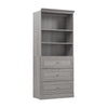 Bestar Versatile 36 W Closet Organizer with Drawers - Platinum Grey