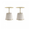 Anderson Modern Metal Top Upholstered End Table in Cream - Set of 2