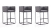 Embassy Mid-Century Modern Metal Upholstered Barstool in Gray - Set of 3