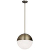 Dainolite Dayana 3 Light Pendant Antique Brass Finish White Glass Lamp
