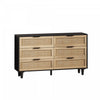 51.18\" Mila Modern 6 Drawer Rattan Storage Cabinet with Engineered Wood Frame - Black