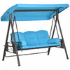 Outsunny 3 Seater Porch Swing Heavy Duty Outdoor Swing Chair, Light Blue