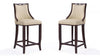 Emperor Traditional Wood Upholstered Barstool in Cream - Set of 2
