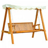 Outsunny 3 Seater Patio Swing Chair With Canopy Outdoor Wooden Swing Bench Hammock For Garden, Poolside, Backyard
